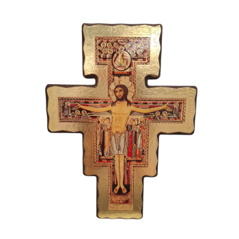 Croce San Damiano, Bordo Dorato 17x22.5 cm