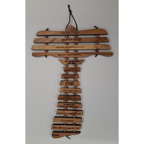 Tau Padre Nostro in Francese in Legno di Ulivo