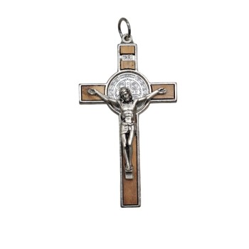 Croce San Benedetto Legno Ulivo e foglio spiegazione 2