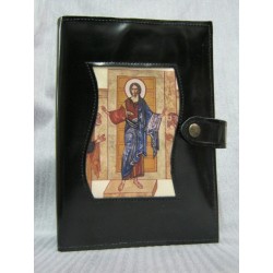 Custodia Copertina Bibbia in pelle con bottone, Apparizione Cristo Risorto